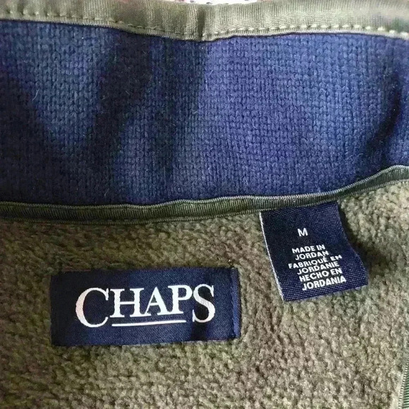 Chaps Men’s Green Collar Zip Up Sweater Sweater Vest Outdoors Hiking Medium - Picture 4 of 5